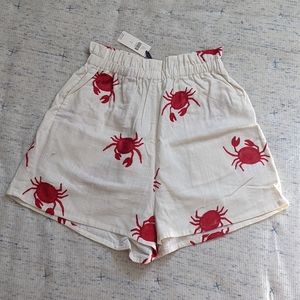 Anthropologie Pepaloves Beach Day Embroidered Crab Short
